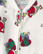 B&eacute;b&eacute; - Pyjama ajust&eacute; 1-pi&egrave;ce en 100&nbsp;% coton &agrave; fermeture &agrave; glissi&egrave;re double sens et pieds &agrave; motif Le Grincheux de Dr. Seuss de No&euml;l &ndash; Ivoire, image 3 sur 4 diapositives