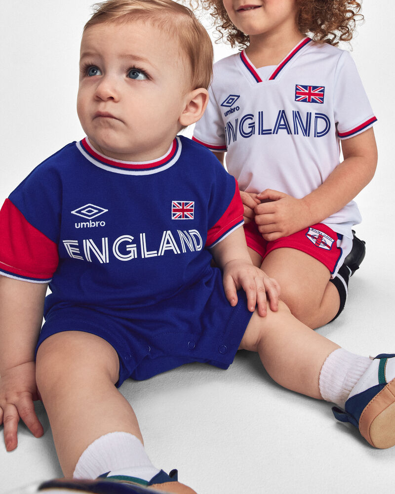 B&eacute;b&eacute; - Barboteuse de soccer Umbro de l&rsquo;Angleterre - Rouge/Bleu, image 2 sur 6 diapositives