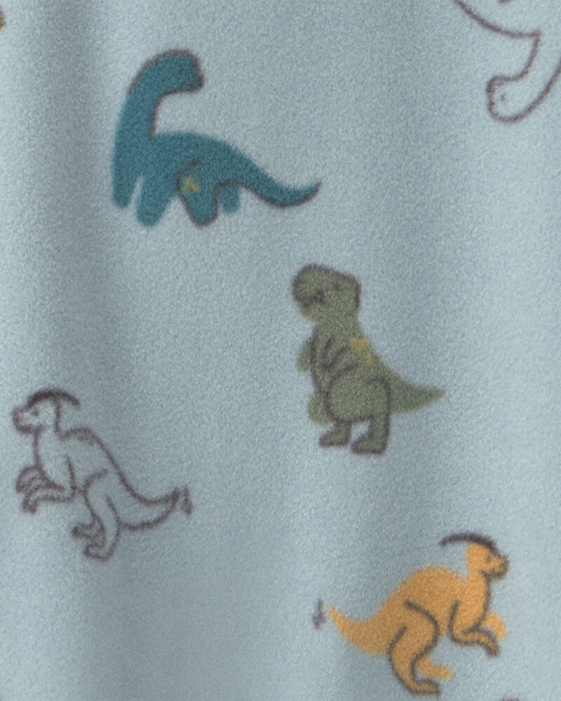 Baby Boy Fleece Dinosaur 2-Way Zip Sleeper - Blue, image 4 of 5 slides