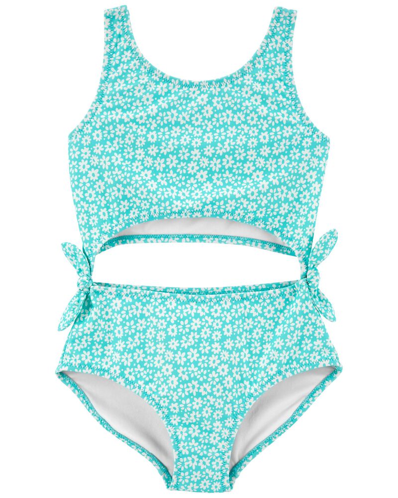 Mint Floral Print Cut-Out 1-Piece Swimsuit | carters.com