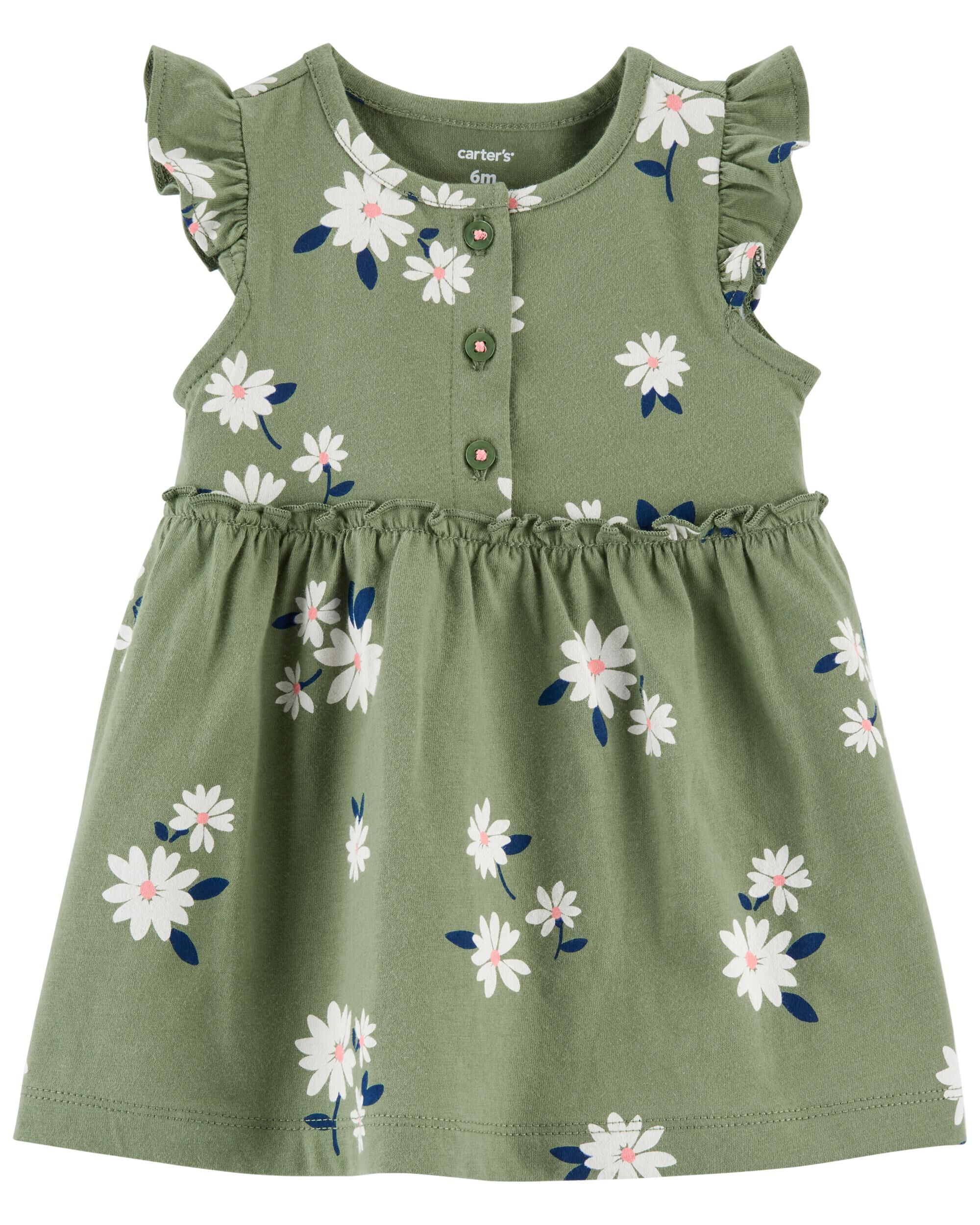 Green Floral Jersey Dress Carter s Oshkosh Canada