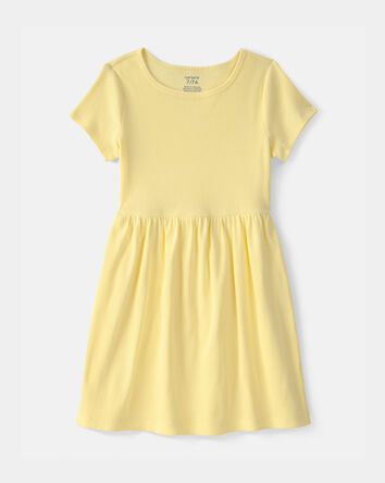 Filles - Robe &agrave; manches courtes en tissu c&ocirc;tel&eacute; - Jaune, 