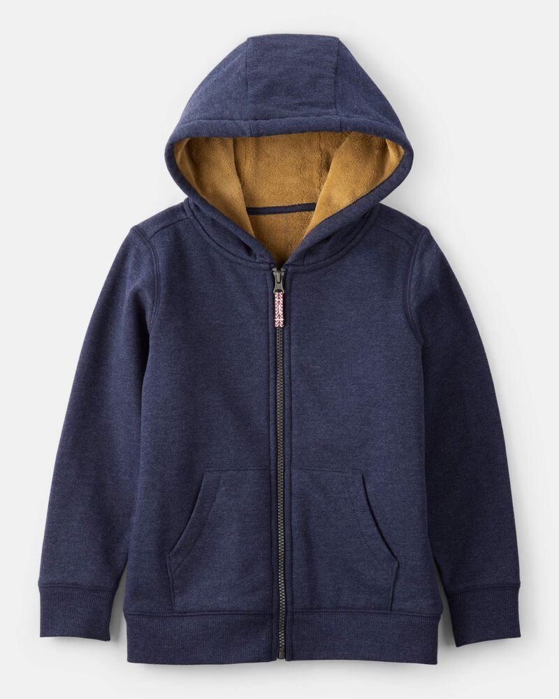 Boys Long-Sleeve Hooded Zip-Up Jacket - Navy, image 1 of 4 slides