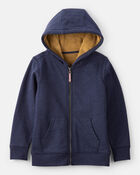 Boys Long-Sleeve Hooded Zip-Up Jacket - Navy, image 1 of 4 slides