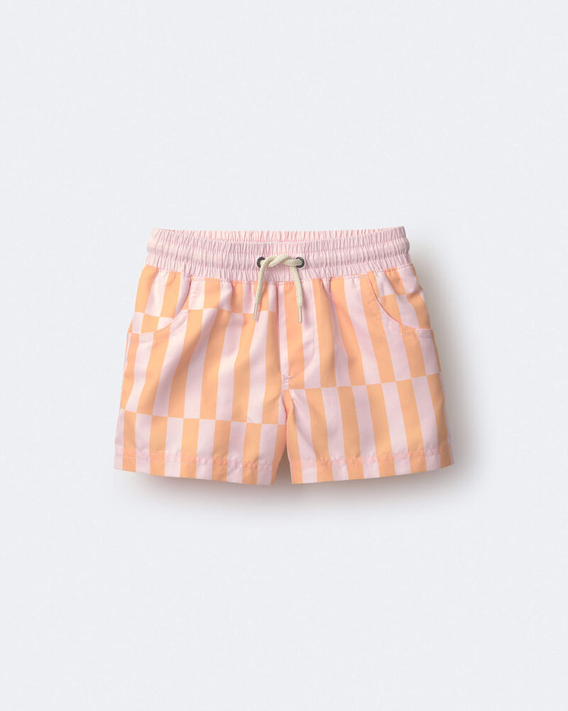 Tout-petit gar&ccedil;on - Short maillot de bain &agrave; rayure d&eacute;centr&eacute;e - Rose/Orange p&acirc;le, image 2 sur 7 diapositives
