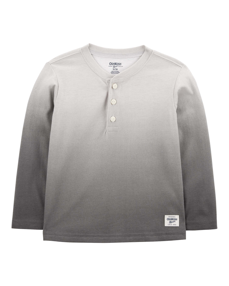 Baby Ombre Long-Sleeve Henley Shirt - Gray, image 1 of 3 slides