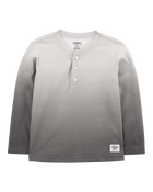 Baby Ombre Long-Sleeve Henley Shirt - Gray, image 1 of 3 slides
