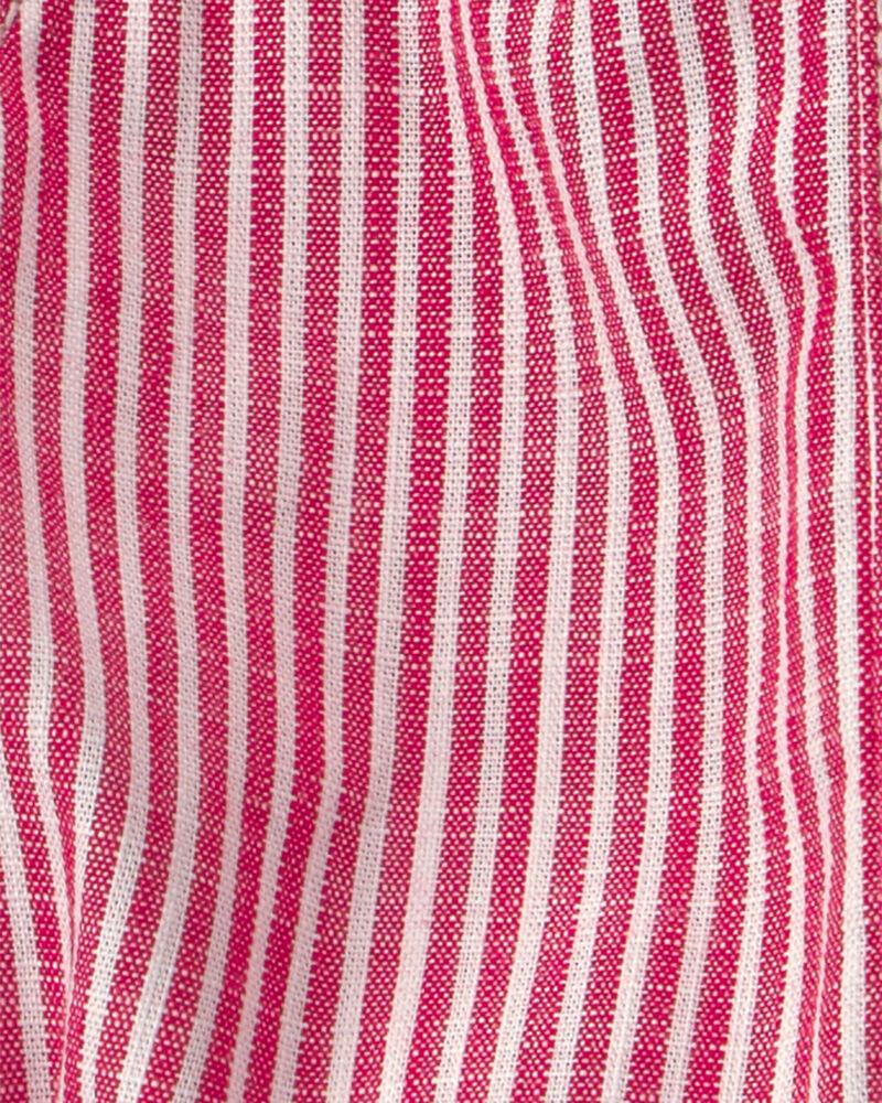 Baby Hickory Stripe Bubble Romper - Red/Ivory, image 3 of 4 slides