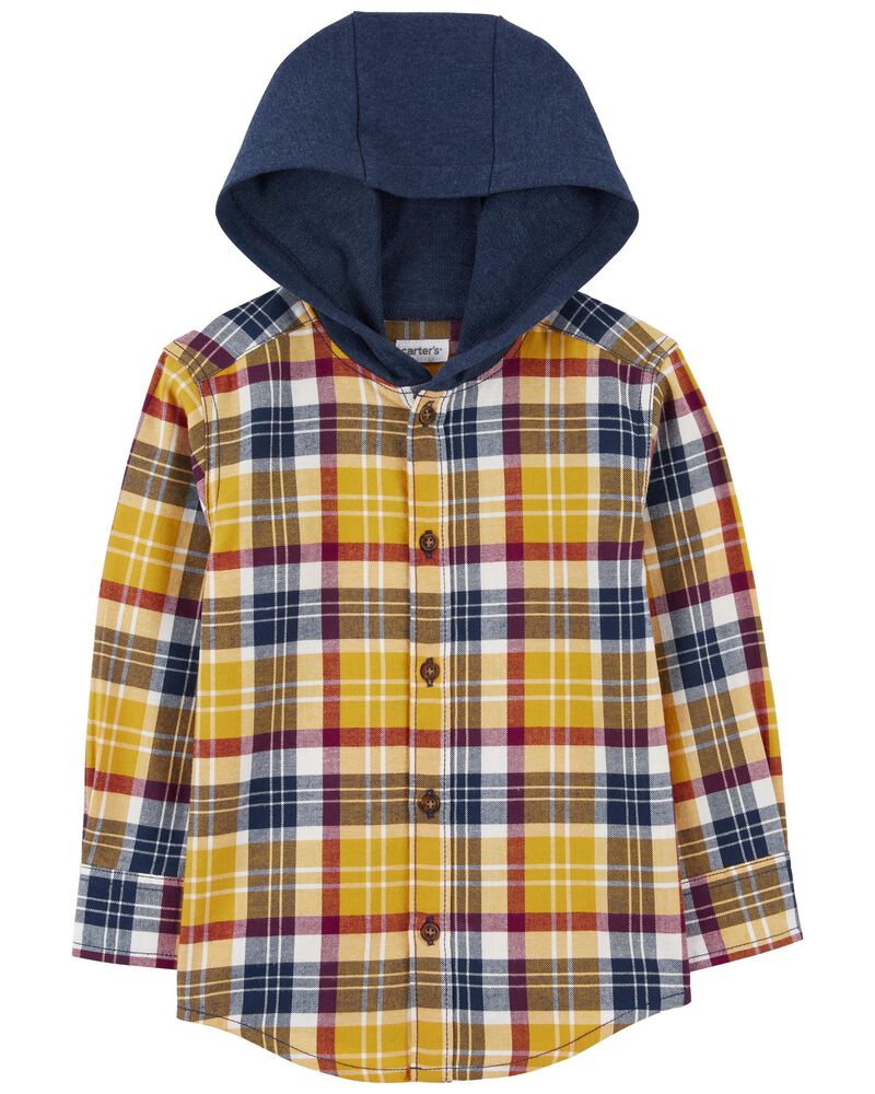 Toddler Hooded Flannel Button-Front Shirt, image 2 of 4 slides