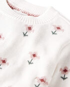 Toddler Organic Cotton Knit Sweater in Wildflower Print, image 2 of 5 slides