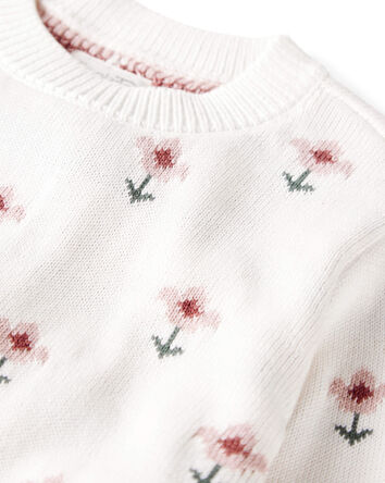 Toddler Organic Cotton Knit Sweater in Wildflower Print, 