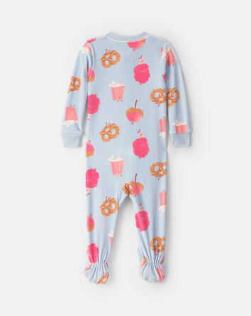 Baby Girl 1-Piece Festival Treats 2-Way Zip DreamPlush Snug Fit Footed Pyjama - Blue, 