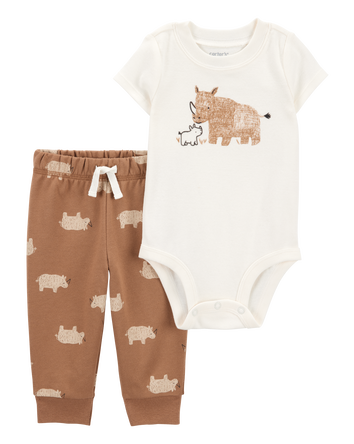 Baby 2-Piece Animal Print Bodysuit Pant Set, 