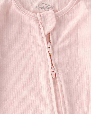 Baby Girl 2-Way Zip PurelySoft Sleeper - Light Pink, 