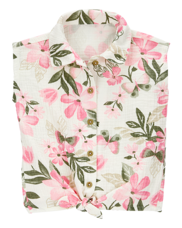 Toddler Floral Sleeveless Fashion Top - Ivory, 