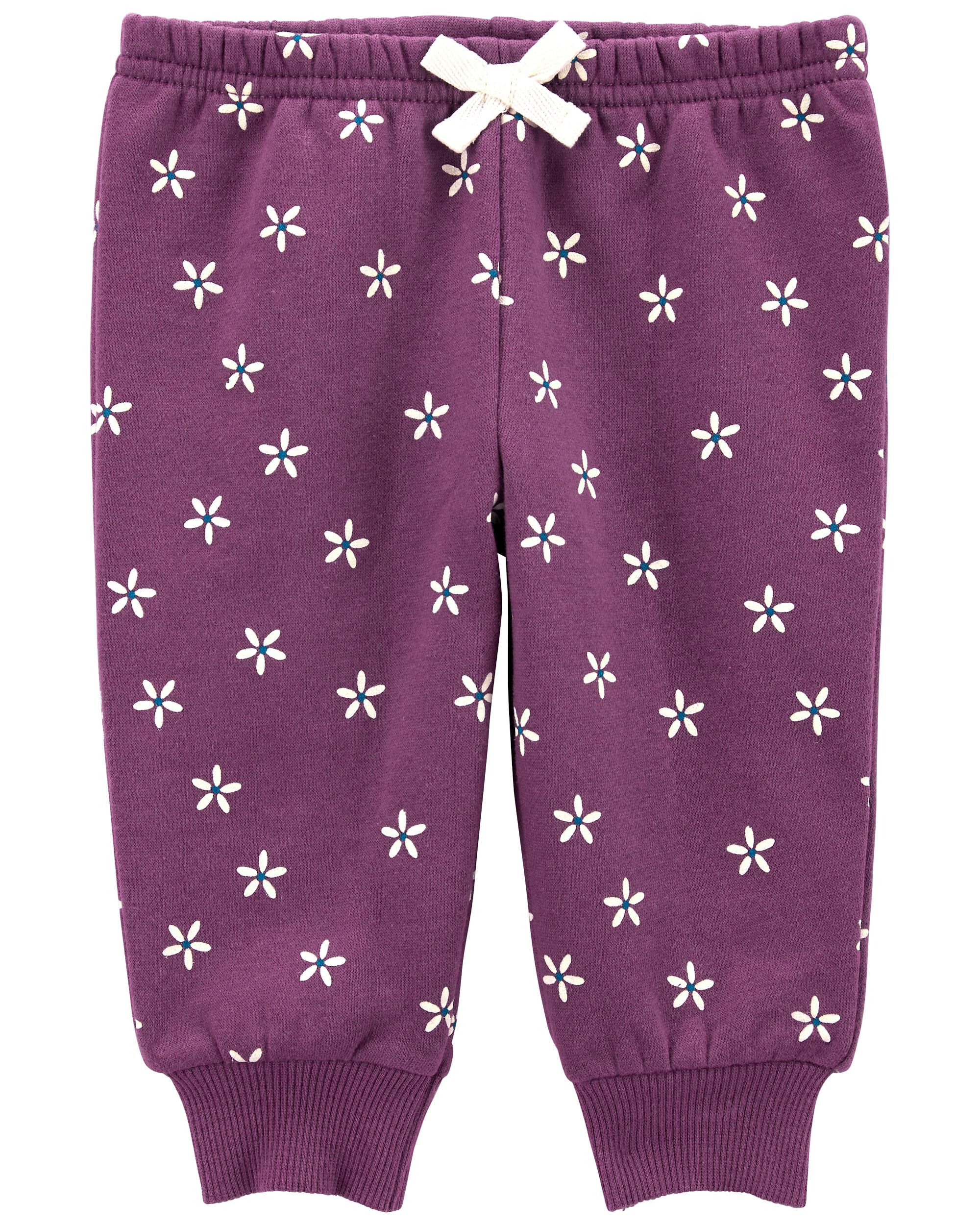 Purple Baby Floral Fleece Joggers Carter s Oshkosh Canada