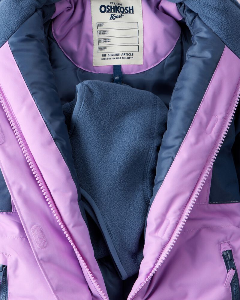 Toddler Girl  1-Piece Taslan Snowsuit - Lilac, image 3 of 5 slides