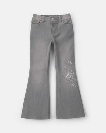 Girls Shine Denim Flare Jeans - Light Wash, 