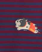 Tout-petit gar&ccedil;on - Pyjama ajust&eacute; 4 pi&egrave;ces en 100 % coton &agrave; motif rayures et chien &ndash; Bourgogne/Cr&egrave;me, image 2 sur 3 diapositives