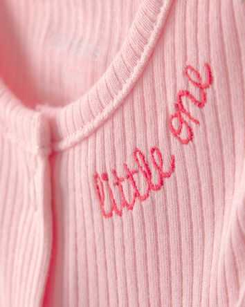 Baby Girl Little One' Rib Short-Sleeve Romper - Pink, 