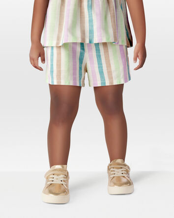 Toddler Striped Pull-On Linen Shorts, 