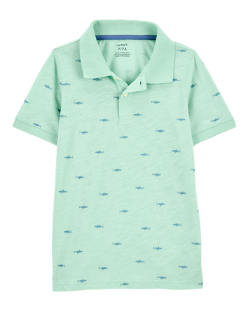 Kid Shark Polo Shirt - Green, 