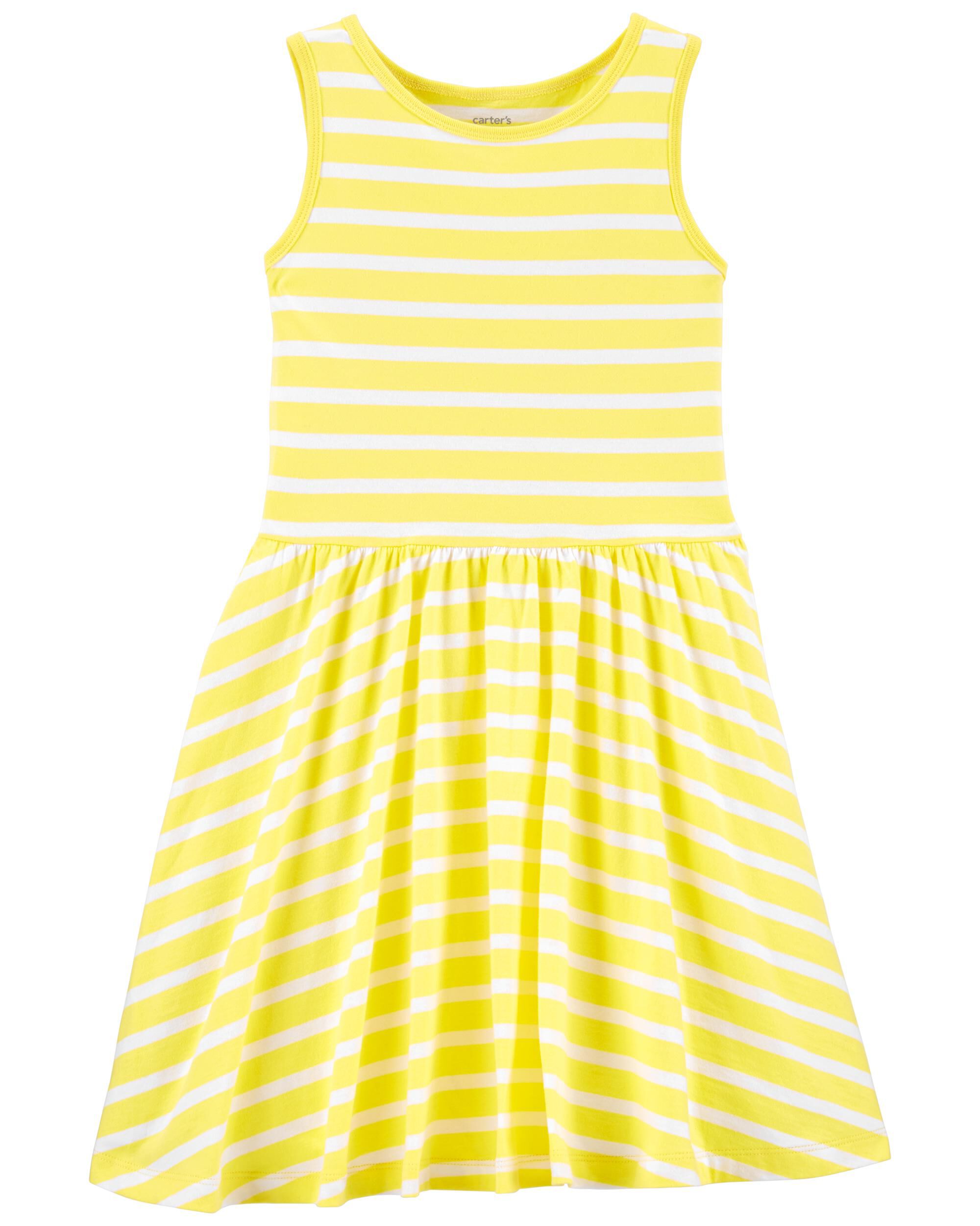 Yellow cheap striped dress
