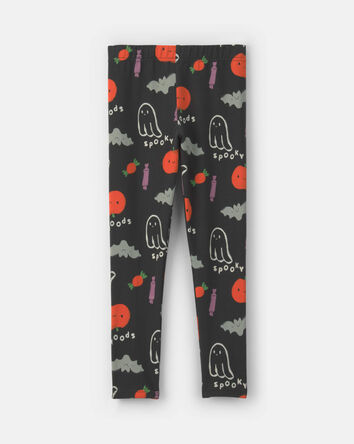 Girls Halloween Pull-On Stretch Leggings - Black, 