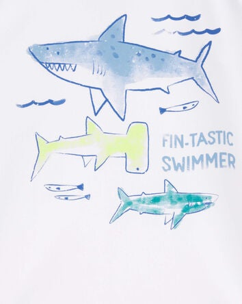 Toddler Shark Long Sleeve Rashguard - White, 