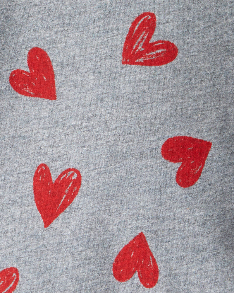 Baby Girl Heart Print Long-Sleeve Graphic Bodysuit - Grey, image 2 of 3 slides