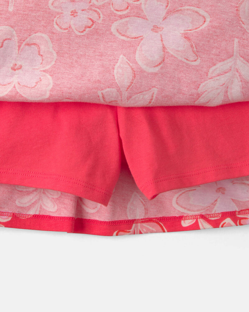 Filles - Jupe-short &agrave; motif de fleurs tropicales - Corail, image 2 sur 3 diapositives