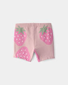 B&eacute;b&eacute; fille - Short de cycliste, fraises - Rose, image 2 sur 3 diapositives