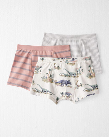 Boys 3-Pack Organic Cotton Boxer Briefs Underwear, 