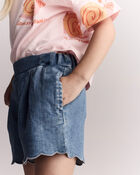 Toddler Girl Scalloped Short in Denim, image 1 of 7 slides