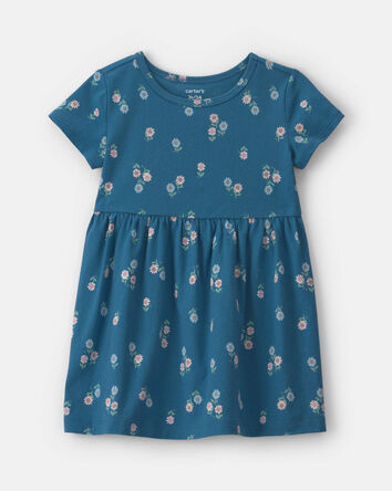 Toddler Girl Floral Short-Sleeve Dress - Navy Blue, 