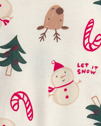 Toddler 2-Piece Christmas Holiday Icon 100% Cotton Snug Fit Pyjama Set - Cream, 