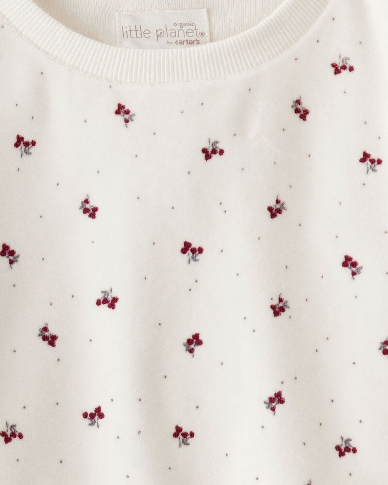 Toddler Girl 2-Piece Organic Cotton Velour Set in Wild Rose Print, image 4 of 5 slides