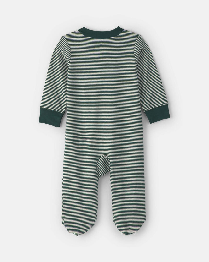 Baby Snowman 100% Cotton 2-Way Zip Sleeper - Green, image 2 of 5 slides