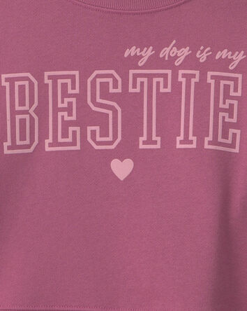 Filles - Chandail manches longues en jersey bouclette &agrave; motif &laquo;Bestie&raquo; - Rose, 