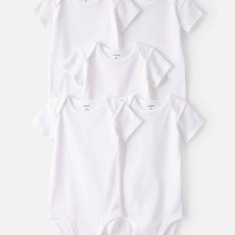 Baby 5-Pack Short-Sleeve Bodysuits - White | Carter’s Oshkosh Canada