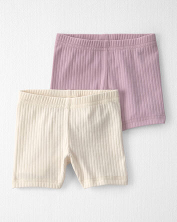 Baby Girl 2-Pack Organic Cotton Ribbed Cartwheel Shorts, 