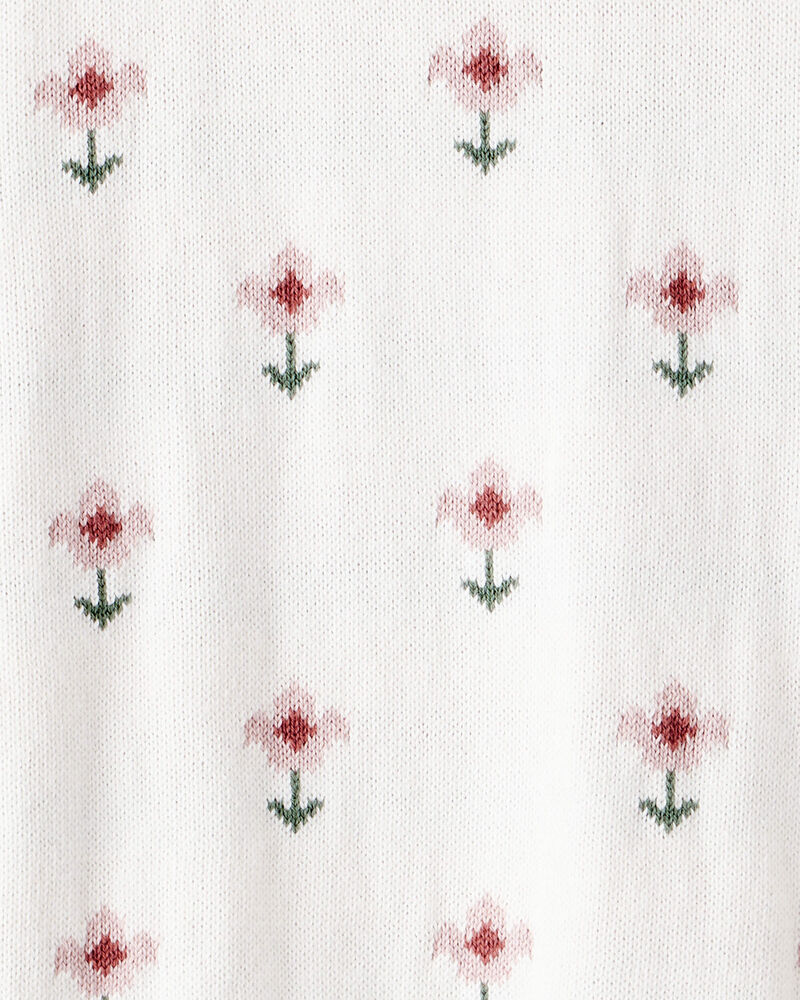 Girls Organic Cotton Sweater Knit in Wildflower Maze Print, image 3 of 4 slides