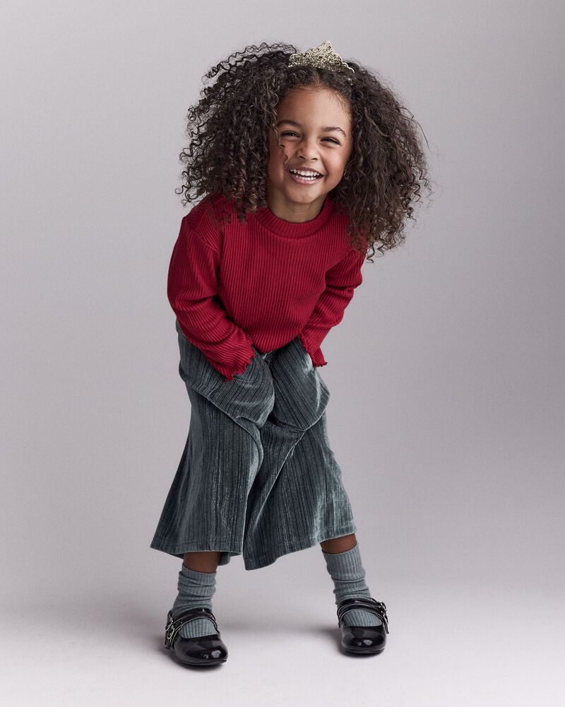 Toddler Girl Mock Neck Long-Sleeve Top - Red, image 5 of 7 slides