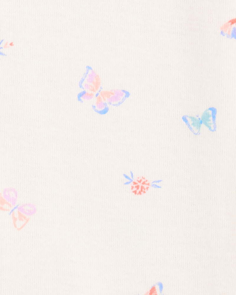 Toddler 1-Piece Butterfly 100% Snug Fit Cotton Romper PJs, image 2 of 3 slides