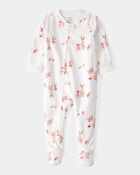 Tout-petit fille - Pyjama 1 pi&egrave;ce &agrave; pieds en molleton &agrave; motif de lapin, image 1 sur 2 diapositives
