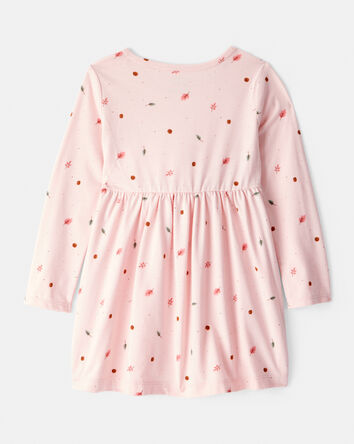 Tout-petit fille - Robe à manches longues à imprimé de feuille - Rose, 