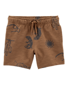 Toddler Desert Print Pull-On Cotton Shorts - Brown, image 1 of 6 slides