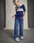 Girls Floral Denim Relaxed Jeans - Medium Wash, image 4 of 5 slides