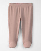 B&eacute;b&eacute; fille - Pantalon &agrave; pieds en coton c&ocirc;tel&eacute; certifi&eacute; biologique, image 1 sur 3 diapositives