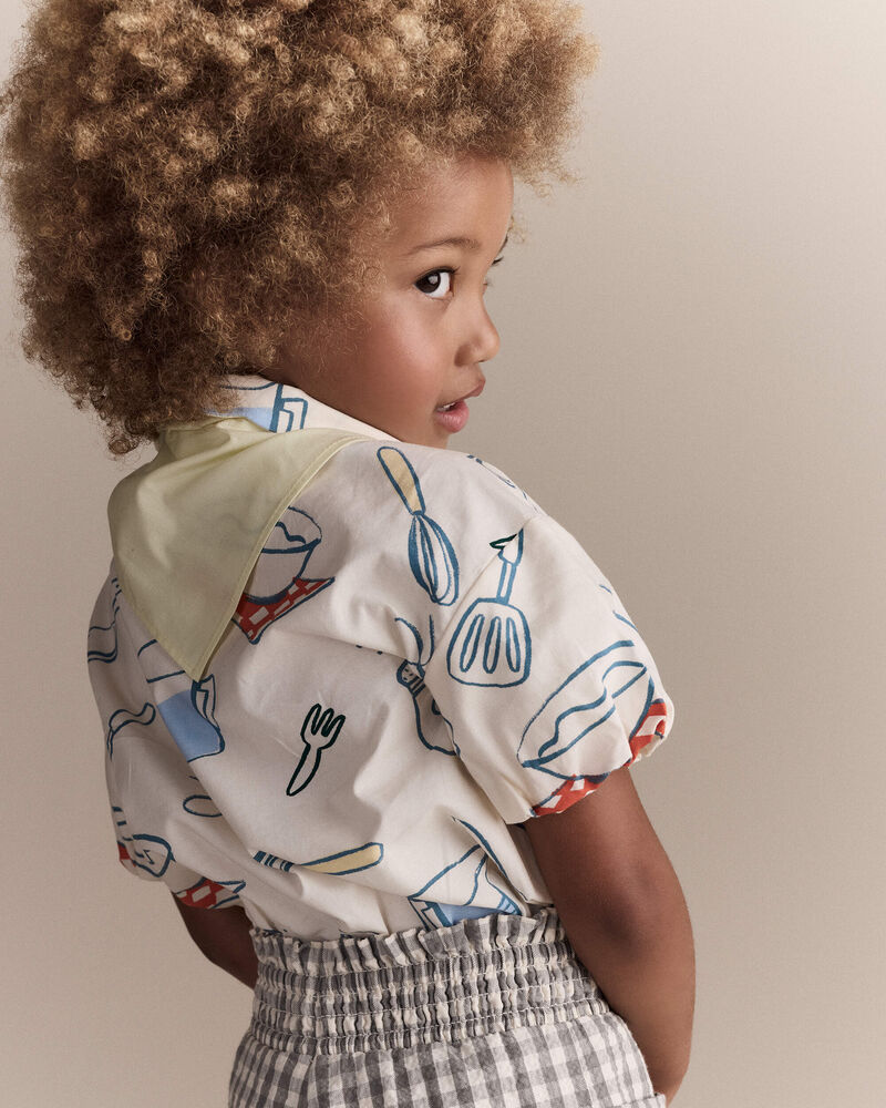 Tout-petit fille - Haut &agrave; col festonn&eacute;, imprim&eacute; p&acirc;tisserie - Cr&egrave;me, image 4 sur 7 diapositives